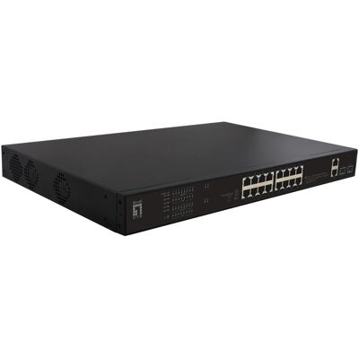 LevelOne Switch 20x FE FGP-2031 2xGE 2xGSFP 802.3 PoE (20 Ports), Netzwerk Switch, Schwarz LevelOne Switch 20x FE FGP-2031 2xGE 2xGSFP 802.3 PoE (20 Ports), Netzwerk Switch, Schwarz