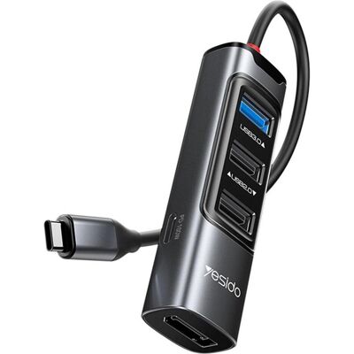 Yesido USB-C Hub HB23, 5in1, Grey (USB-C, 5 Ports), Dockingstation + USB Hub, Grau Yesido USB-C Hub HB23, 5in1, Grey (USB-C, 5 Ports), Dockingstation + USB Hub, Grau