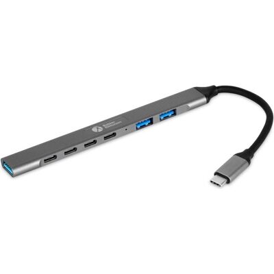 Bakker Elkhuizen BakkerElkhuizen USB-C Hub 7-in-1 (3A+4C) retail (USB-C, 7 Ports), Dockingstation + USB Hub, Grau, Schwarz Bakker Elkhuizen BakkerElkhuizen USB-C Hub 7-in-1 (3A+4C) retail (USB-C, 7 Ports), Dockingstation + USB Hub, Grau, Schwarz