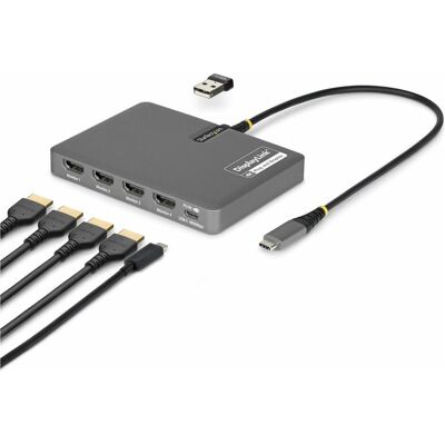 StarTech USB-C To Quad HDMI Adapter Adapter 4k 60hz HDMI (USB-C, 1 Port), Dockingstation + USB Hub, Grau StarTech USB-C To Quad HDMI Adapter Adapter 4k 60hz HDMI (USB-C, 1 Port), Dockingstation + USB Hub, Grau