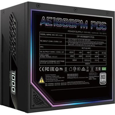 Gigabyte AORUS ELITE P1000W/1000W/ATX 3.1/80PLUS Platinum/Modular/Retail (1000 W), PC Netzteil, Schwarz Gigabyte AORUS ELITE P1000W/1000W/ATX 3.1/80PLUS Platinum/Modular/Retail (1000 W), PC Netzteil, Schwarz