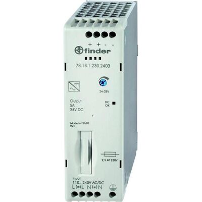 Finder, Systemstromversorgung, 78.1B.1.230.2403 Hutschienen-Netzteil (DIN-Rail) 24 V/DC 5 A 110 W Inh Finder, Systemstromversorgung, 78.1B.1.230.2403 Hutschienen-Netzteil (DIN-Rail) 24 V/DC 5 A 110 W Inh