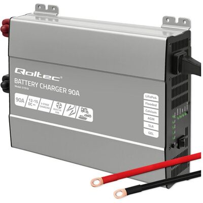 Qoltec Inteligentna profesjonalna ładowarka Monolith do akumulatorów LiFePO4 AGM GEL SLA 80A 12V, PC Netzteil, Schwarz Qoltec Inteligentna profesjonalna ładowarka Monolith do akumulatorów LiFePO4 AGM GEL SLA 80A 12V, PC Netzteil, Schwarz