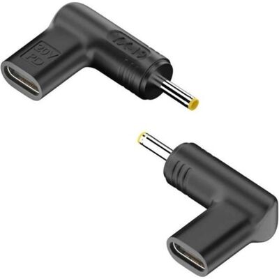 PowerGuard L-Shape USB-C auf DC 2.5 x 0.7 mm Ladeadapter PD 20V 100W (100 W), Notebook Netzteil, Schwarz PowerGuard L-Shape USB-C auf DC 2.5 x 0.7 mm Ladeadapter PD 20V 100W (100 W), Notebook Netzteil, Schwarz