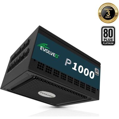 Evolveo P1000, 1000W/ ATX 3.1/ 80+ PLATINUM/ (1000 W), PC Netzteil, Schwarz Evolveo P1000, 1000W/ ATX 3.1/ 80+ PLATINUM/ (1000 W), PC Netzteil, Schwarz