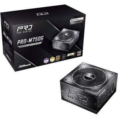 ASRock Zasilacz PRO-M750G 750W 80 PLUS Gold (750 W), PC Netzteil, Schwarz ASRock Zasilacz PRO-M750G 750W 80 PLUS Gold (750 W), PC Netzteil, Schwarz