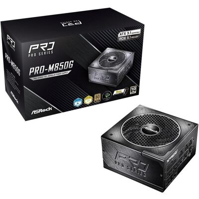 ASRock Zasilacz PRO-M850G 850W 80 PLUS Gold (850 W), PC Netzteil, Schwarz ASRock Zasilacz PRO-M850G 850W 80 PLUS Gold (850 W), PC Netzteil, Schwarz