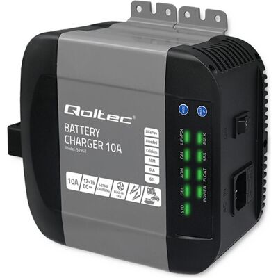 Qoltec Inteligentna ładowarka Monolith do akumulatorów LiFePO4 AGM GEL SLA 10A 12V, PC Netzteil, Schwarz Qoltec Inteligentna ładowarka Monolith do akumulatorów LiFePO4 AGM GEL SLA 10A 12V, PC Netzteil, Schwarz