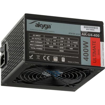 Akyga Ultimate ATX Power Supply 400W AK-U4-400 80+Bronze Fan12cm P8 4xSATA PCI-E (400 W), PC Netzteil, Schwarz Akyga Ultimate ATX Power Supply 400W AK-U4-400 80+Bronze Fan12cm P8 4xSATA PCI-E (400 W), PC Netzteil, Schwarz