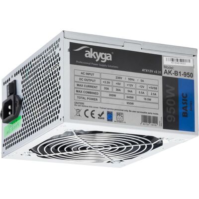 Akyga Zasilacz Basic 950W (AK-B1-950) (950 W), PC Netzteil, Grau Akyga Zasilacz Basic 950W (AK-B1-950) (950 W), PC Netzteil, Grau