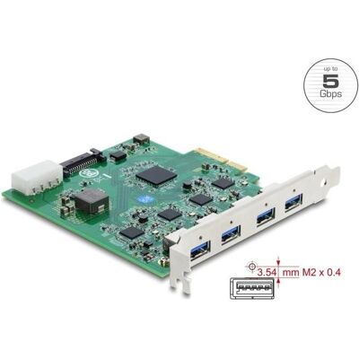 Delock PCI-E x4 Karte zu 4 x USB-A 5 Gbps Dual Channel, Kontrollerkarte Delock PCI-E x4 Karte zu 4 x USB-A 5 Gbps Dual Channel, Kontrollerkarte
