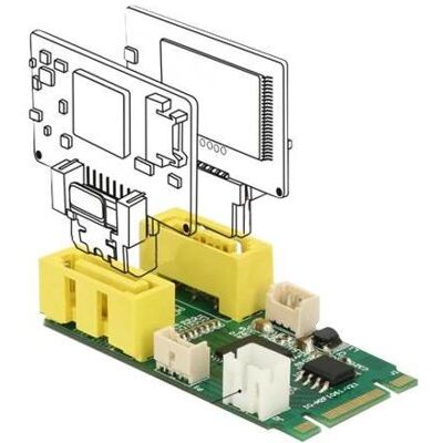 Delock Konverter M.2 Key B+M Stecker > 2 x SATA Pin 8 Power Stecker, Storage Controller Delock Konverter M.2 Key B+M Stecker > 2 x SATA Pin 8 Power Stecker, Storage Controller
