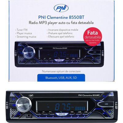 PNI, Autoradio, Autoradio MP3-Player Clementine 8550BT, abnehmbares Gesicht, 4x45 W, 12 V, 1 DIN, mit SD, USB, A PNI, Autoradio, Autoradio MP3-Player Clementine 8550BT, abnehmbares Gesicht, 4x45 W, 12 V, 1 DIN, mit SD, USB, A