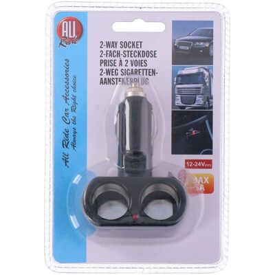 All Ride 2-way socket 12-24v max 5A, Auto Adapter, Schwarz All Ride 2-way socket 12-24v max 5A, Auto Adapter, Schwarz