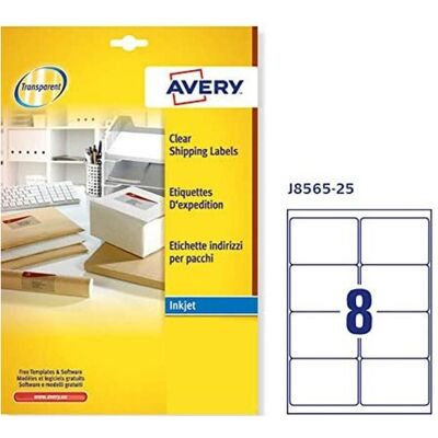Avery Etiketten, Transparentes Adressetikett - Inkjet - J8565 Transparent Avery Etiketten, Transparentes Adressetikett - Inkjet - J8565 Transparent