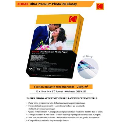 Kodak Ultra Premium Fotopapier - 10x15cm - Glänzend - Pack 60 Kodak Ultra Premium Fotopapier - 10x15cm - Glänzend - Pack 60