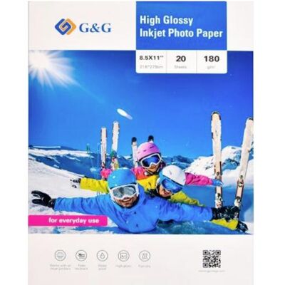 G&G Fotopapier 20 Blatt 8,5 x 11 Zoll / 21,6 x 27,9 cm hochglänzend 180g/m² - di (180 g/m², 8,5 x 11 Zoll, 21,6 x 27,9 cm, 20 Stk.), Fotopapier G&G Fotopapier 20 Blatt 8,5 x 11 Zoll / 21,6 x 27,9 cm hochglänzend 180g/m² - di (180 g/m², 8,5 x 11 Zoll, 21,6 x 27,9 cm, 20 Stk.), Fotopapier