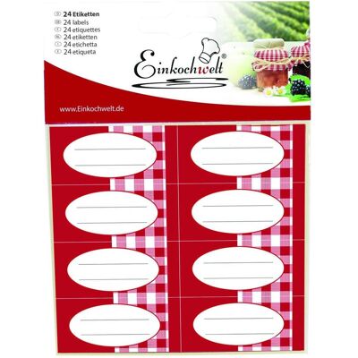 20x Einkochwelt Etiketten, Einmachgläser, Rot, Weiss 20x Einkochwelt Etiketten, Einmachgläser, Rot, Weiss