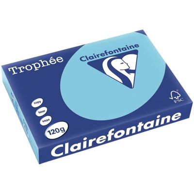 Clairefontaine, Kopierpapier, Kopierpapier Trophée A4, 80 g/m², Pastellblau (A4, 250 Blätter, 120 g/m²) Clairefontaine, Kopierpapier, Kopierpapier Trophée A4, 80 g/m², Pastellblau (A4, 250 Blätter, 120 g/m²)