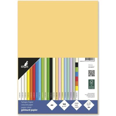 Kangaro, Kopierpapier, Multifunktionspapier, A4, 160 g/qm, dunkel chamois beidseitig bedruckbar, holzfrei, chlorfrei geble (A4, 50 Blätter, 160 g/m²) Kangaro, Kopierpapier, Multifunktionspapier, A4, 160 g/qm, dunkel chamois beidseitig bedruckbar, holzfrei, chlorfrei geble (A4, 50 Blätter, 160 g/m²)