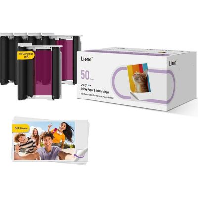 Liene Pearl N200 Pro 2*3" Paper 50 Sheets+5 Ink Cartridges (160 g/m², 2x3 Zoll, 50 Stk.), Fotopapier, Weiss Liene Pearl N200 Pro 2*3" Paper 50 Sheets+5 Ink Cartridges (160 g/m², 2x3 Zoll, 50 Stk.), Fotopapier, Weiss