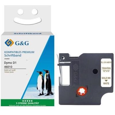 G&G, Beschriftungsband, Schriftband kompatibel mit Dymo D1/ S0720780/ 43613 (0.60 cm, Gold, Schwarz, Weiss) G&G, Beschriftungsband, Schriftband kompatibel mit Dymo D1/ S0720780/ 43613 (0.60 cm, Gold, Schwarz, Weiss)