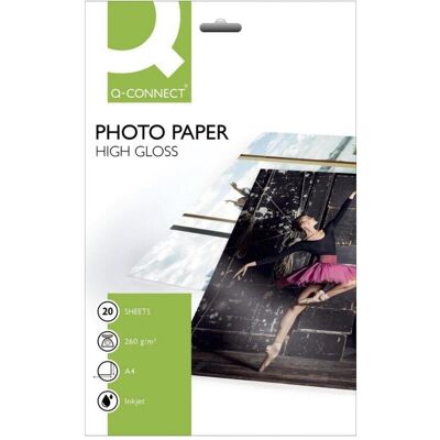 Q-Connect Inkjet Fotopapier, high-gloss (260 g/m², A4, 20 Stk.), Fotopapier, Weiss Q-Connect Inkjet Fotopapier, high-gloss (260 g/m², A4, 20 Stk.), Fotopapier, Weiss