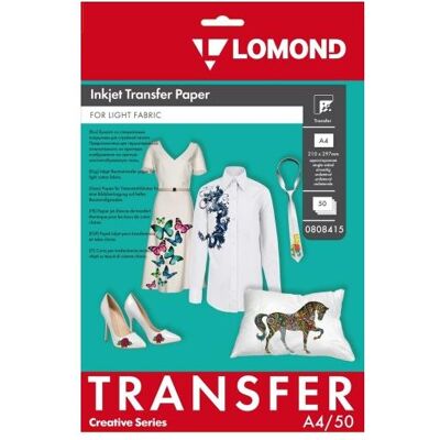 Lomond, Kopierpapier, Thermotransfer Inkjet Paper A4, 50 sheets, for Light Fabrics (A4) Lomond, Kopierpapier, Thermotransfer Inkjet Paper A4, 50 sheets, for Light Fabrics (A4)