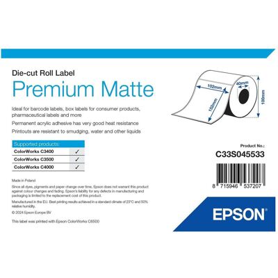 Epson Etikettenrolle, Premium Matte Label 102 mm x 152 mm (102 mm) Epson Etikettenrolle, Premium Matte Label 102 mm x 152 mm (102 mm)