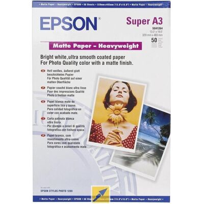 Epson Paper Heavy Weight, 50 Blatt (167 g/m², A3+, 50 Stk.), Fotopapier, Weiss Epson Paper Heavy Weight, 50 Blatt (167 g/m², A3+, 50 Stk.), Fotopapier, Weiss