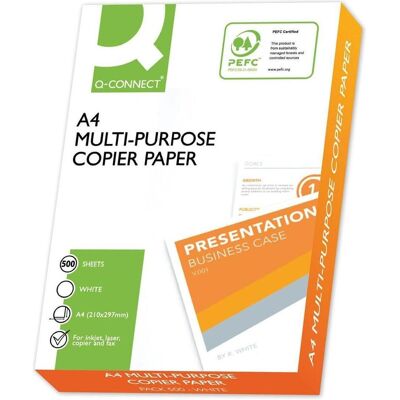 Q-Connect, Kopierpapier, Universalpapier Budget (A4, 500 Blätter, 75 g/m²) Q-Connect, Kopierpapier, Universalpapier Budget (A4, 500 Blätter, 75 g/m²)