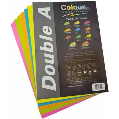 Double A, Kopierpapier, Color Neon paper, 75g, A4, 100 sheets, Rainbow 4, 5 Neon Colors (A4, 100 Blätter, 75 g/m²) Double A, Kopierpapier, Color Neon paper, 75g, A4, 100 sheets, Rainbow 4, 5 Neon Colors (A4, 100 Blätter, 75 g/m²)