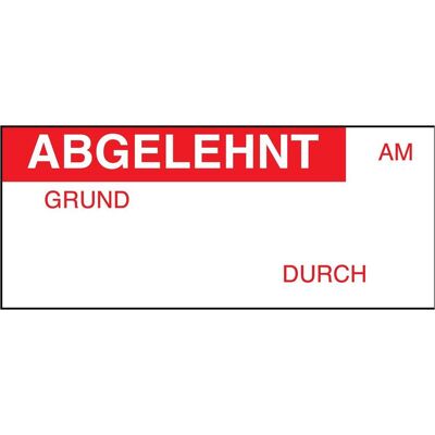 Brady, Etikettenrolle, B-500, BESCHRIFTBARE Etiketten zur Qualitätskontrolle, Vinylgewebe, Rot auf weiss, 38 x 16 mm Brady, Etikettenrolle, B-500, BESCHRIFTBARE Etiketten zur Qualitätskontrolle, Vinylgewebe, Rot auf weiss, 38 x 16 mm