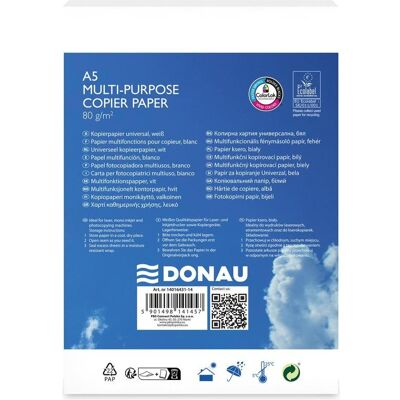 Donau, Kopierpapier, Kopierpapier (A5, 80 g/m²) Donau, Kopierpapier, Kopierpapier (A5, 80 g/m²)