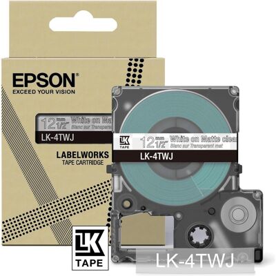 Epson Beschriftungsband, Matte Clear/White 12mm LK-4TWJ (1.20 cm, Transparent) Epson Beschriftungsband, Matte Clear/White 12mm LK-4TWJ (1.20 cm, Transparent)