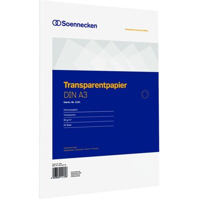 Soennecken, Kopierpapier, Transparentpapier Bogen Papierformat: DIN A3 Grammatur: 80 g/m² (A3, 50 Blätter, 80 g/m²) Soennecken, Kopierpapier, Transparentpapier Bogen Papierformat: DIN A3 Grammatur: 80 g/m² (A3, 50 Blätter, 80 g/m²)