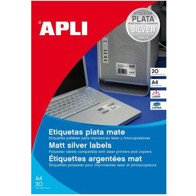 Apli, Etiketten, Typenschild-Etiketten, rund, Durchmesser 40 mm, silber Apli, Etiketten, Typenschild-Etiketten, rund, Durchmesser 40 mm, silber