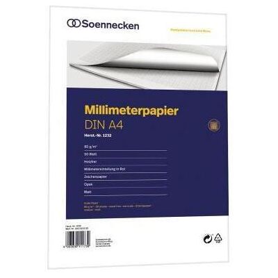 Soennecken, Kopierpapier, Millimeterpapierblock Papierformat: DIN A4 Grammatur: 80 g/m² (A4, 80 g/m²) Soennecken, Kopierpapier, Millimeterpapierblock Papierformat: DIN A4 Grammatur: 80 g/m² (A4, 80 g/m²)