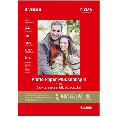 Canon PP-201 Plus Glossy II (260 g/m², A4, 20 Stk.), Fotopapier, Weiss Canon PP-201 Plus Glossy II (260 g/m², A4, 20 Stk.), Fotopapier, Weiss