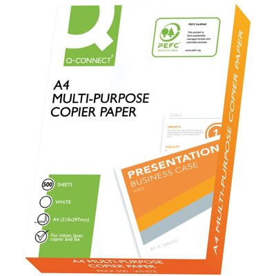 Q-Connect, Kopierpapier, Universalpapier Budget (A4, 500 Blätter, 75 g/m²) Q-Connect, Kopierpapier, Universalpapier Budget (A4, 500 Blätter, 75 g/m²)