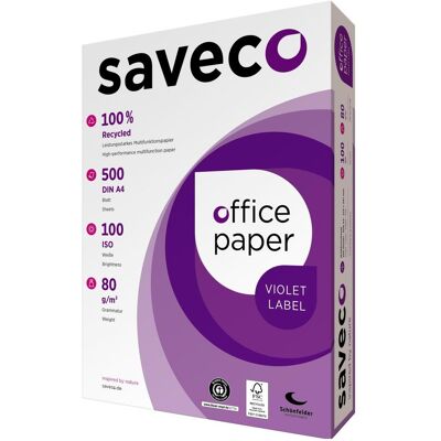 Saveco, Kopierpapier, Kopierpapier weiss A4 80g ISO 100 Recyclingpapier Violet 500Bl./Pack. (A4, 80 g/m²) Saveco, Kopierpapier, Kopierpapier weiss A4 80g ISO 100 Recyclingpapier Violet 500Bl./Pack. (A4, 80 g/m²)