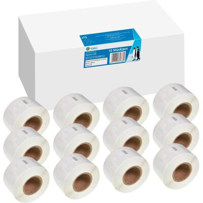 G&G Weiße Adressetiketten - 12 Rollen, 130 Etiketten - Kompatibel mit Dymo G&G Weiße Adressetiketten - 12 Rollen, 130 Etiketten - Kompatibel mit Dymo