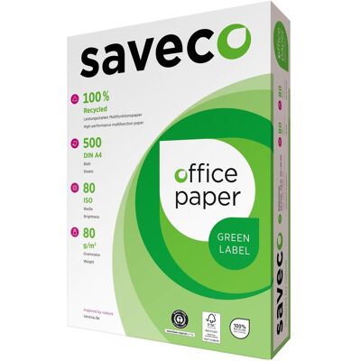 Saveco, Kopierpapier, Kopierpapier Green Label 100000004 A4 80g ISO 80 500Bl. (A4, 80 g/m²) Saveco, Kopierpapier, Kopierpapier Green Label 100000004 A4 80g ISO 80 500Bl. (A4, 80 g/m²)