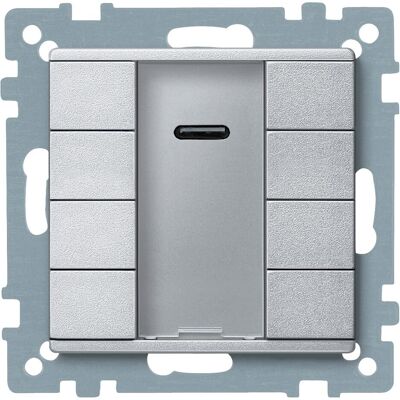 Schneider Taster 4fach plus mit IR-Empfänger, aluminium, System M MTN627960, Schalter + Taster, Grau Schneider Taster 4fach plus mit IR-Empfänger, aluminium, System M MTN627960, Schalter + Taster, Grau