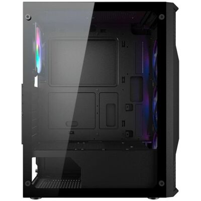 Cougar Boitier Moyen Tour ATX MX110 RGB avec panneau vitré (Noir) (ATX, mATX, Mini-ITX), PC Gehäuse, Schwarz Cougar Boitier Moyen Tour ATX MX110 RGB avec panneau vitré (Noir) (ATX, mATX, Mini-ITX), PC Gehäuse, Schwarz