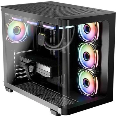 LC-Power Schwarzes ATX PC-Gehäuse - Pro-Storm Dark - Unterstützt Micro ATX LC-Power Schwarzes ATX PC-Gehäuse - Pro-Storm Dark - Unterstützt Micro ATX