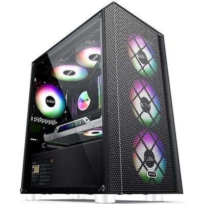 Pccooler Platinum MM200 MESH Schwarz mit 4 (ATX, mATX), PC Gehäuse, Schwarz Pccooler Platinum MM200 MESH Schwarz mit 4 (ATX, mATX), PC Gehäuse, Schwarz
