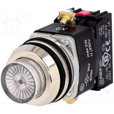 Romet Schalter: Druck 30mm Stab.Pos: 1 NC + NO weiss 24V IP56 NEF30, Schalter + Taster, Weiss Romet Schalter: Druck 30mm Stab.Pos: 1 NC + NO weiss 24V IP56 NEF30, Schalter + Taster, Weiss