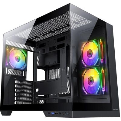CAS 1stCOOL skříň DREAMER, Mid Tower, AU, USB 3.0, USB-C, 3x 120mm ARGB Fan, černá (ATX), PC Gehäuse, Schwarz CAS 1stCOOL skříň DREAMER, Mid Tower, AU, USB 3.0, USB-C, 3x 120mm ARGB Fan, černá (ATX), PC Gehäuse, Schwarz