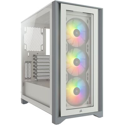 Corsair iCUE 4000X RGB Mid-Tower White-Gehäuse aus gehärtetem Glas (ATX, E-ATX, mATX, Mini-ITX), PC Gehäuse, Weiss Corsair iCUE 4000X RGB Mid-Tower White-Gehäuse aus gehärtetem Glas (ATX, E-ATX, mATX, Mini-ITX), PC Gehäuse, Weiss
